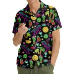 Neon Dinosaur Tropical Hawaiian Shirt Front 1