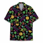 Neon Dinosaur Tropical Hawaiian Shirt Front
