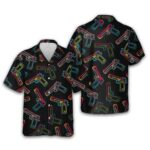 Neon Effect Gun Pattern Hawaiian Shirt