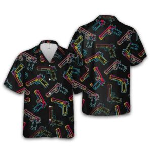 Neon Effect Gun Pattern Hawaiian Shirt