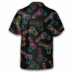 Neon Effect Gun Pattern Hawaiian Shirt Back