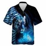 Neon Light Tiger Hawaiian Shirt Front