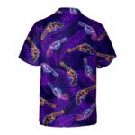 Neon Revolver And Palm Leaf Pattern Hawaiian Shirt Back