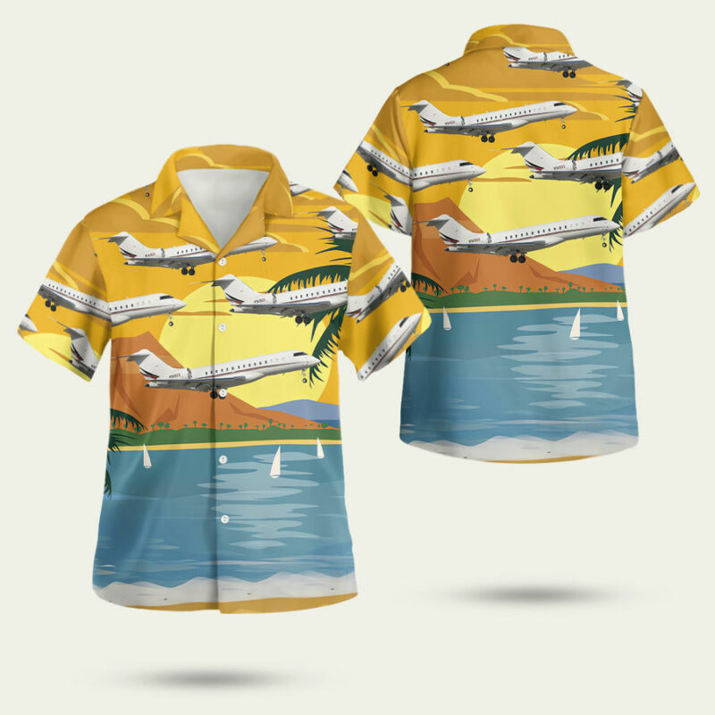 Netjets Aviation Bombardier Bd 100 Hawaiian Shirt