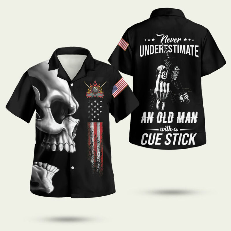 Never Underestimate An Old Man Billiards Hawaiian Shirt