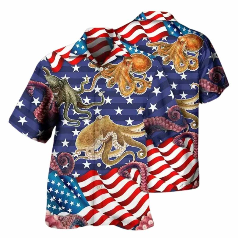 Octopus Independence Day Usa Flag Hawaiian Shirt