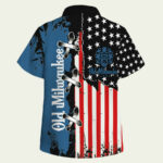 Old milwaukee american flag hawaiian shirt back