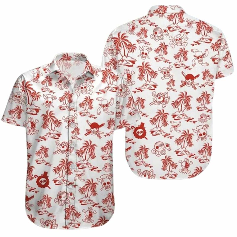One Piece Anime White Pattern Hawaiian Shirt