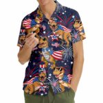 Patriotic Dinosaur American Flag 4th of July Hawaiian Shirt Front 1
