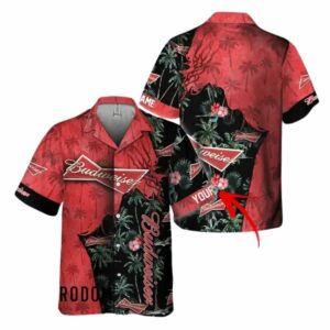 Personalized Budweiser Coconut Tree Vintage Hawaiian Shirt