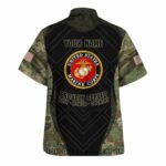 Personalized US Marine Corps Veterans Camouflage Hawaiian Shirt Back