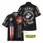 Personalized US Marine Corps Veterans Red White And Blue Hawaiian Shirt