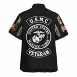 Personalized US Marine Corps Veterans Red White And Blue Hawaiian Shirt Back