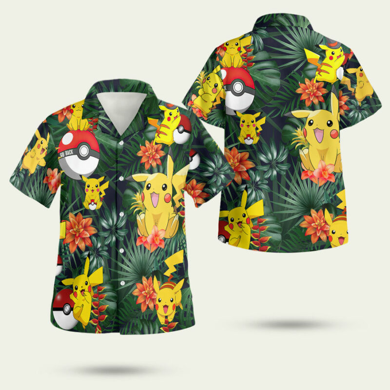 Pikachu Pokemon Ball Hawaiian Shirt 1