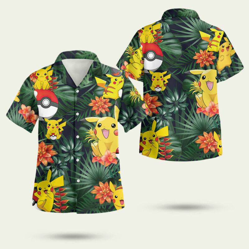 Pikachu Pokemon Ball Hawaiian Shirt