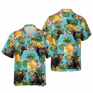 Pineapple Black Angus Cattle Lovers Hawaiian Shirt