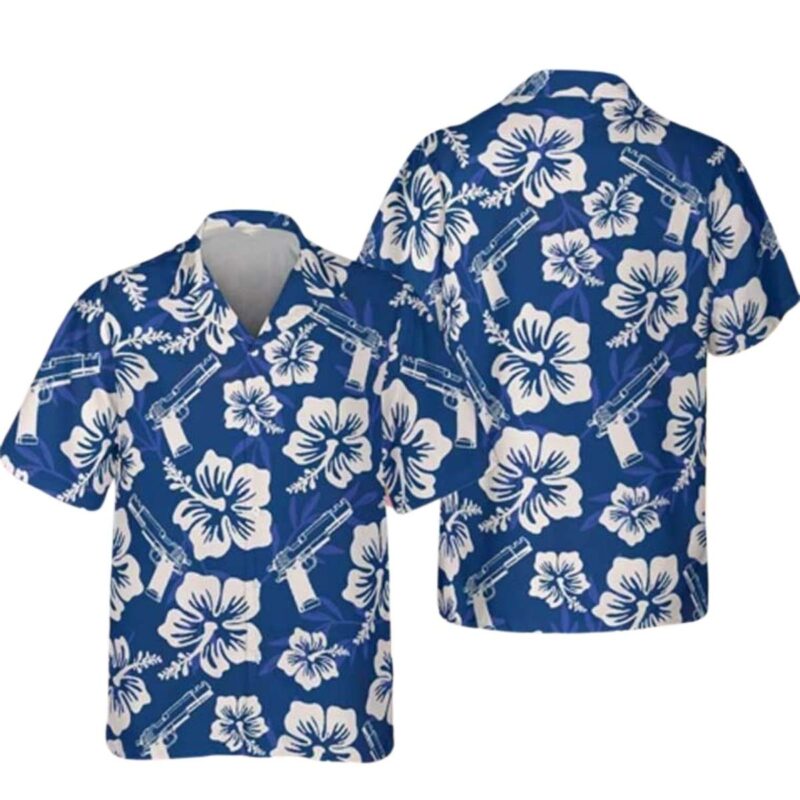 Pistol Gun Hibiscus Hawaiian Shirt