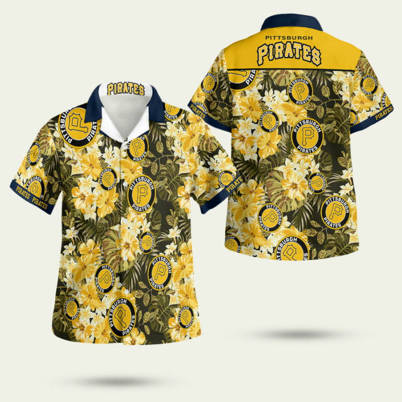 Pittsburgh Pirates Floral Yellow And Black Hawaiian Shirt