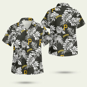 Pittsburgh pirates tropical flower hawaiian shirt