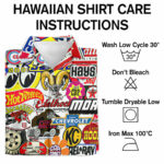 Race car label hawaiian shirt care instructions
