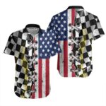 Racing Flag American Flag Dirt White Hawaiian Shirt