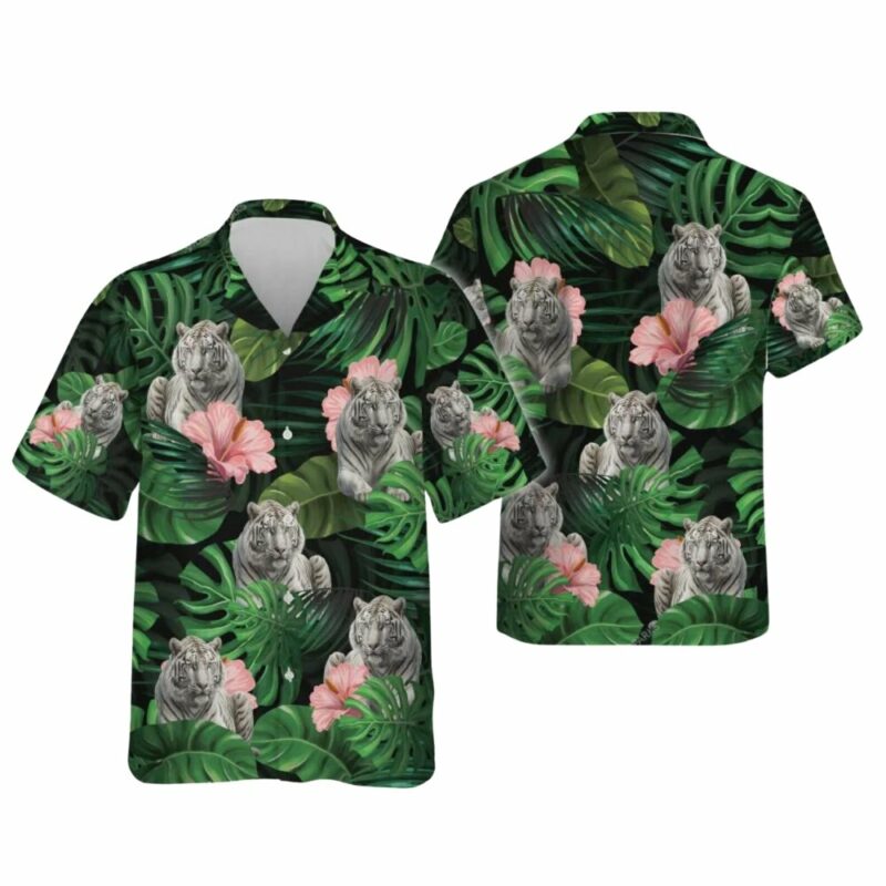 Rare White Tiger Tropical Summer Forest Hawaiian Shirt