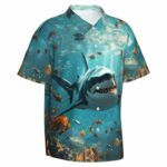 Realistic Ocean Shark Tropical Hawaiian Shirt Front 2
