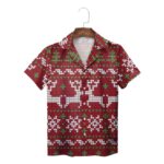 Red Reindeer Christmas Knit Pattern Hawaiian Shirt