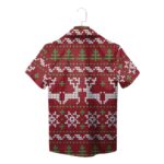 Red Reindeer Christmas Knit Pattern Hawaiian Shirt Back