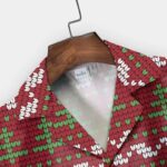 Red Reindeer Christmas Knit Pattern Hawaiian Shirt Front