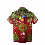 Red Santa Wreath Candy Canes Christmas Tree Hawaiian Shirt Back