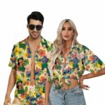 Retro Lilo and Stitch Summer Beach Disney Floral Hawaiian Shirt