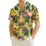 Retro Lilo and Stitch Summer Beach Disney Floral Hawaiian Shirt Front