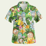 Rick and morty tropical hawaiian shirt front side