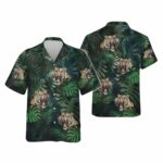 Roaring Tiger Palm Leaves Hawaiian Shirt