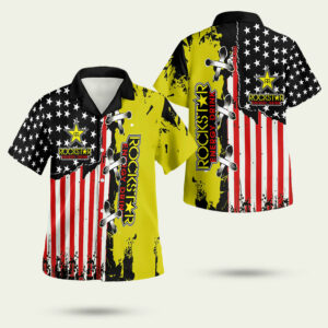 Rockstar energy drink american flag hawaiian shirt