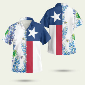 Royal blue bluebonnet texas hawaiian shirt