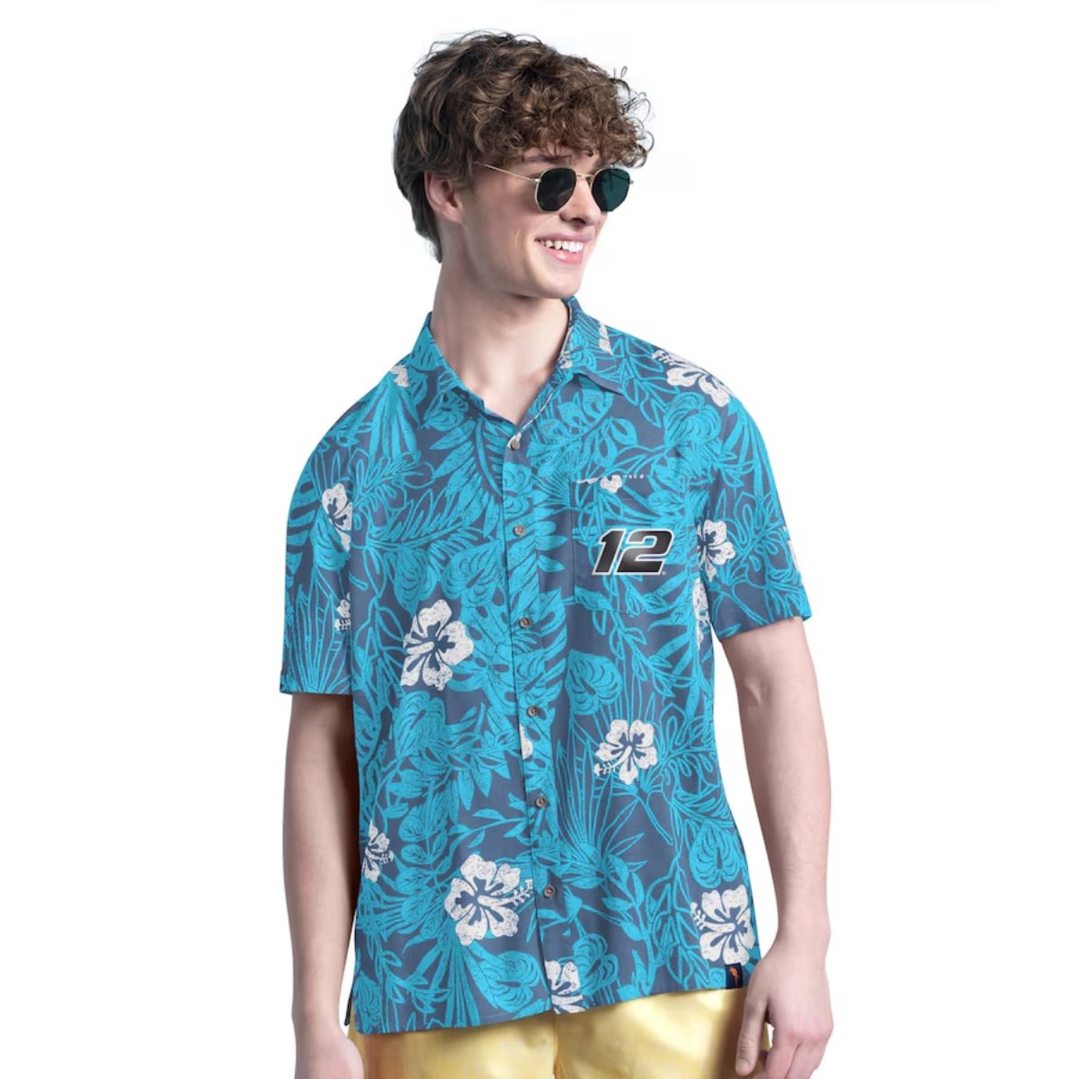 Ryan Blaney Margaritaville Blue Palm Shade Hawaiian Shirt