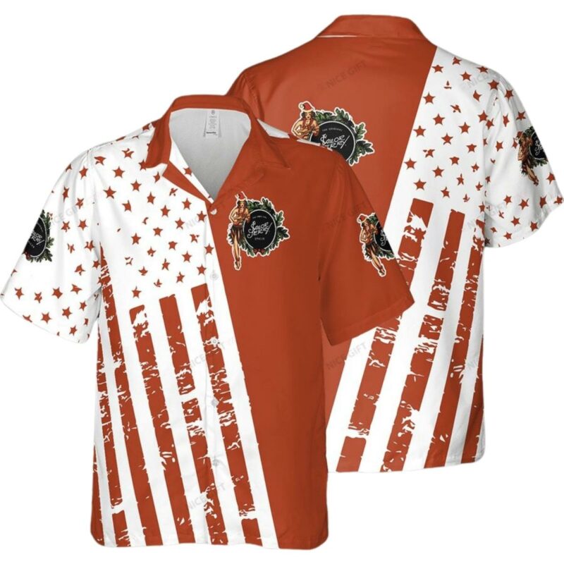 Sailor Jerry Dark Orange Star And Lines Hawaiian Shirt