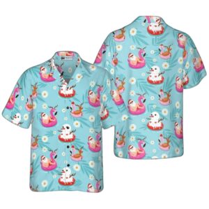 Santa Beach Summer Pattern Hawaiian Shirt