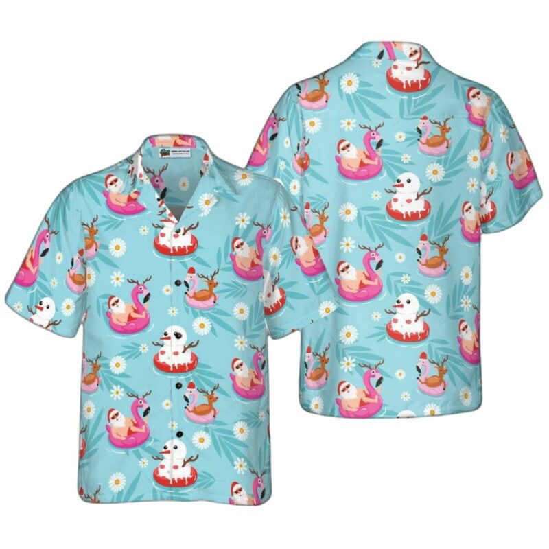 Santa Beach Summer Pattern Hawaiian Shirt