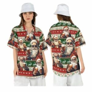Santa Claus Beer Ugly Christmas Hawaiian Shirt