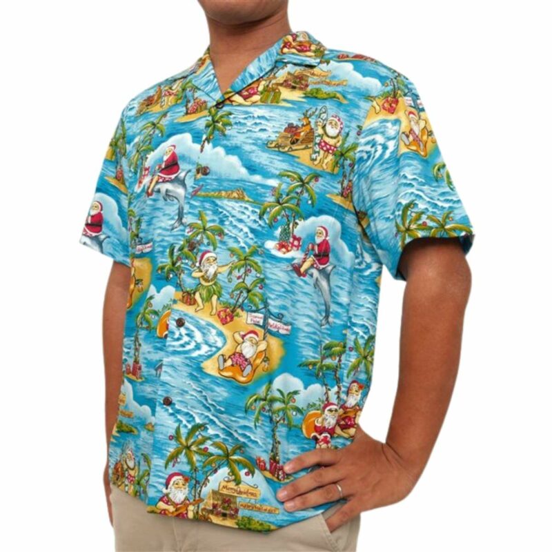 Santa Claus Surfing Funny Hawaiian Shirt