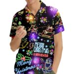Santa Claus Vibrant Neon Christmas Hawaiian Shirt Front