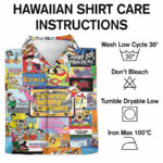 Saturday morning cartoon hawaiian shirt care instruction