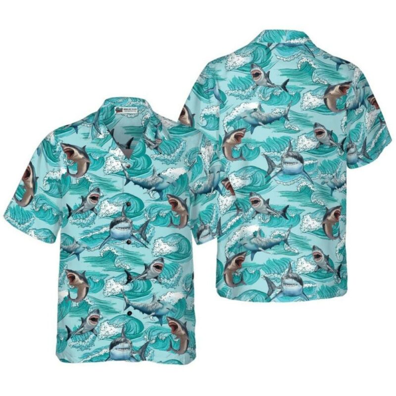 Shark Blue Sea Pattern Hawaiian Shirt