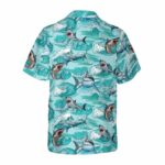 Shark Blue Sea Pattern Hawaiian Shirt Back