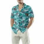 Shark Blue Sea Pattern Hawaiian Shirt Front 1