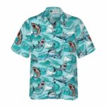 Shark Blue Sea Pattern Hawaiian Shirt Front