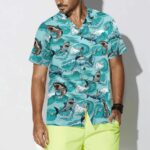Shark Blue Sea Pattern Hawaiian Shirt Front 2